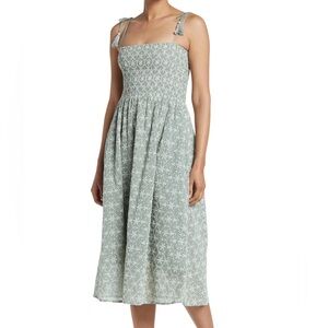 Sage green and white eyelet midi sundress